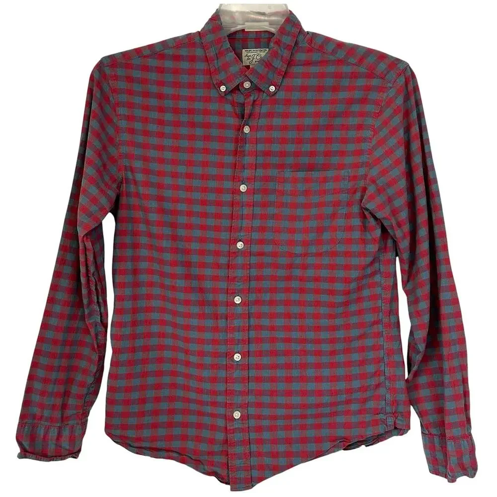 J. Crew Slim Untucked Stretch Secret Wash Shirt Seashore Red AA431 Size S